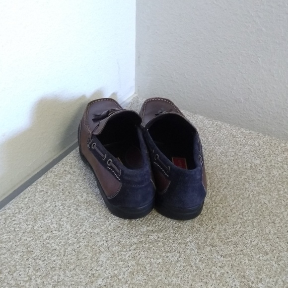 Cole Haan Brown & Navy Leather Tassel Loafers - Picture 2 of 6